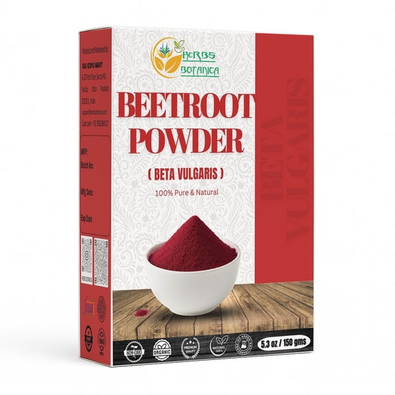 Herbs Botanica Beetroot Powder Organic for Baking and Smoothies | Nitric Oxide Suppement | Organic Beet Root Powder Boost Stamina and Increases Energy Gluten and GMO Free 5.3 oz / 150 gms