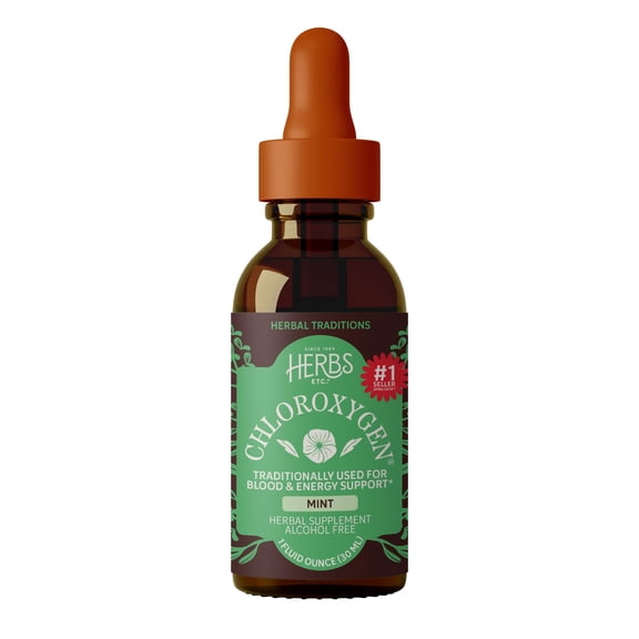 Herbs, Etc. ChlorOxygen Chlorophyll Concentrate Mint Liquid Extract, 1 fl oz (66 Servings)