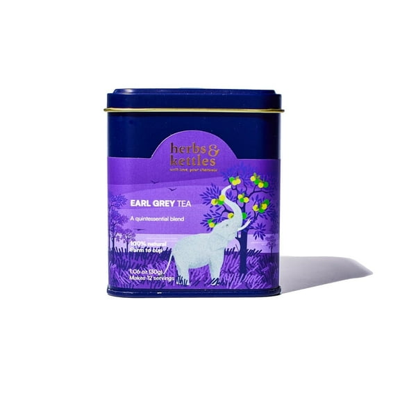 Herbs & Kettles Earl Grey Tea | Assam Black Tea Infused with Italian Bergamot Oil | Premium Loose Leaf Earl Grey with Smooth Citrus Aroma & Velvety Finish | Makes 20–30 Servings | Gourmet Tea Gift