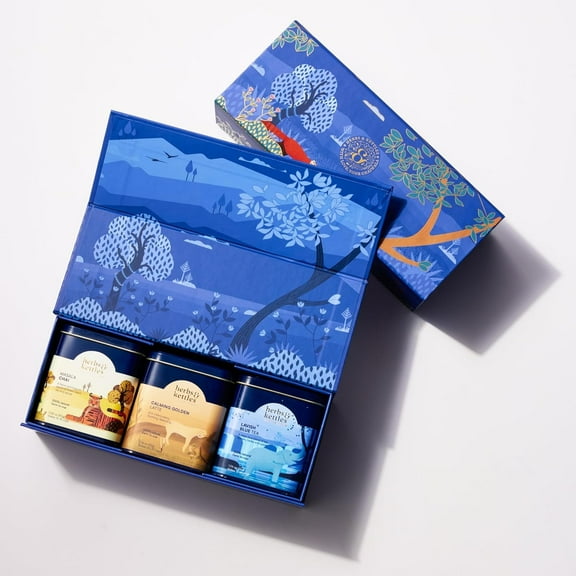 Herbs & Kettles Tea Gift Set - Masala Chai, Calming Golden Latte & Lavish Blue Tea - Premium Loose Leaf Tea Collection in Elegant Gift Box - Relaxing, Energizing, and Refreshing Tea Variety Pack