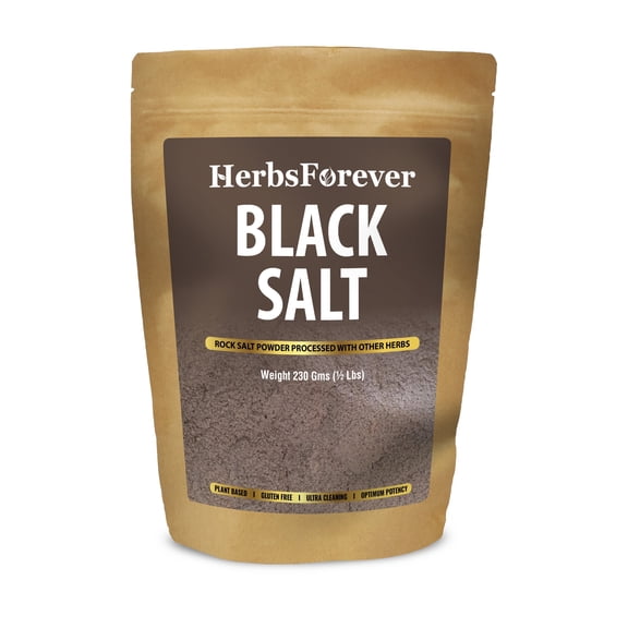 Herbsforever -Black Salt Powder- Kala Namak -  Non Gmo, Vegan  -Pack Size -230 Gms-8.11 oz