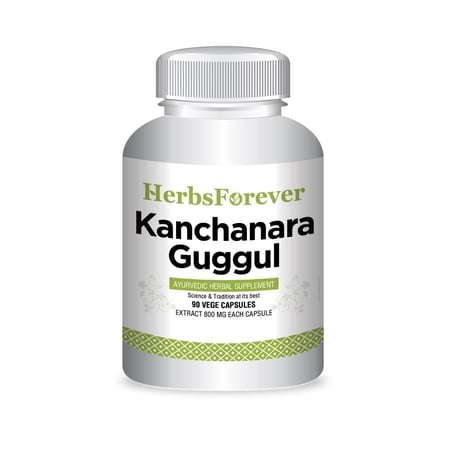 Herbsforever Kanchnara Guggul Capsules - Traditional Ayurvedic Formulation - 90 vege Capsules-800 Mg Each