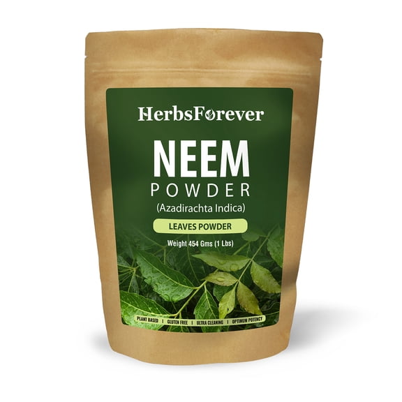 Herbsforever Neem leaves Powder  Azadirachta indica -  Non Gmo, Vegan  -Pack Size -454 Gms-1 Lbs