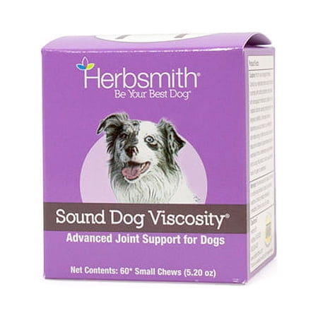 Herbsmith Sound Dog Viscosity – Advanced Joint Support for Dogs – Veterinarian Recommended Glucosamine for Dogs, Hyaluronic Acid, Chondroitin, MSM – Natural Arthritis Pain Relief – 60ct Small Chews