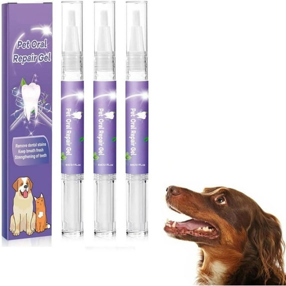 Herbzj 3pcs Pet Oral Repair Gel for Dogs, Pet Oral Restoration Whitening Gel, Dog Teeth Cleaning Pen, Pet Teeth Care Gel Cleaner Teeth & Fresher Breath, Pet Toothbrush Pen for Dogs & Cats