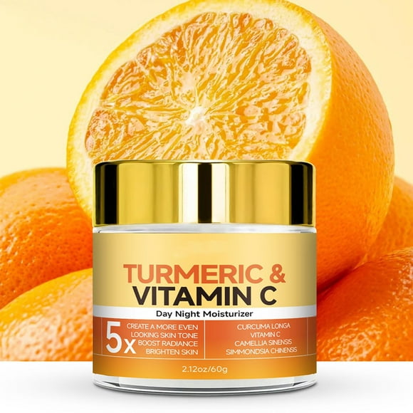 Herbzj Vitamin C Face Moisturizer, Turmeric Vitamin C Face Cream, Anti-aging Hydration Skin Firming & Brightening Cream for Dark Spots, Wrinkles, Uneven Skin Tone, Vitamin C Lotion for Instant Glow,