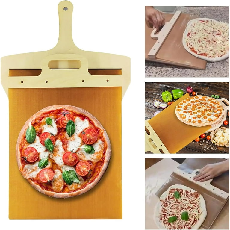 Herchuse Sliding Pizza Peel,Non-Stick Pizza Peel Shovel,Pizza spatula with  Handle, Pizza Peel That Transfers Pizza Perfectly,Pizza Paddle for Indoor 