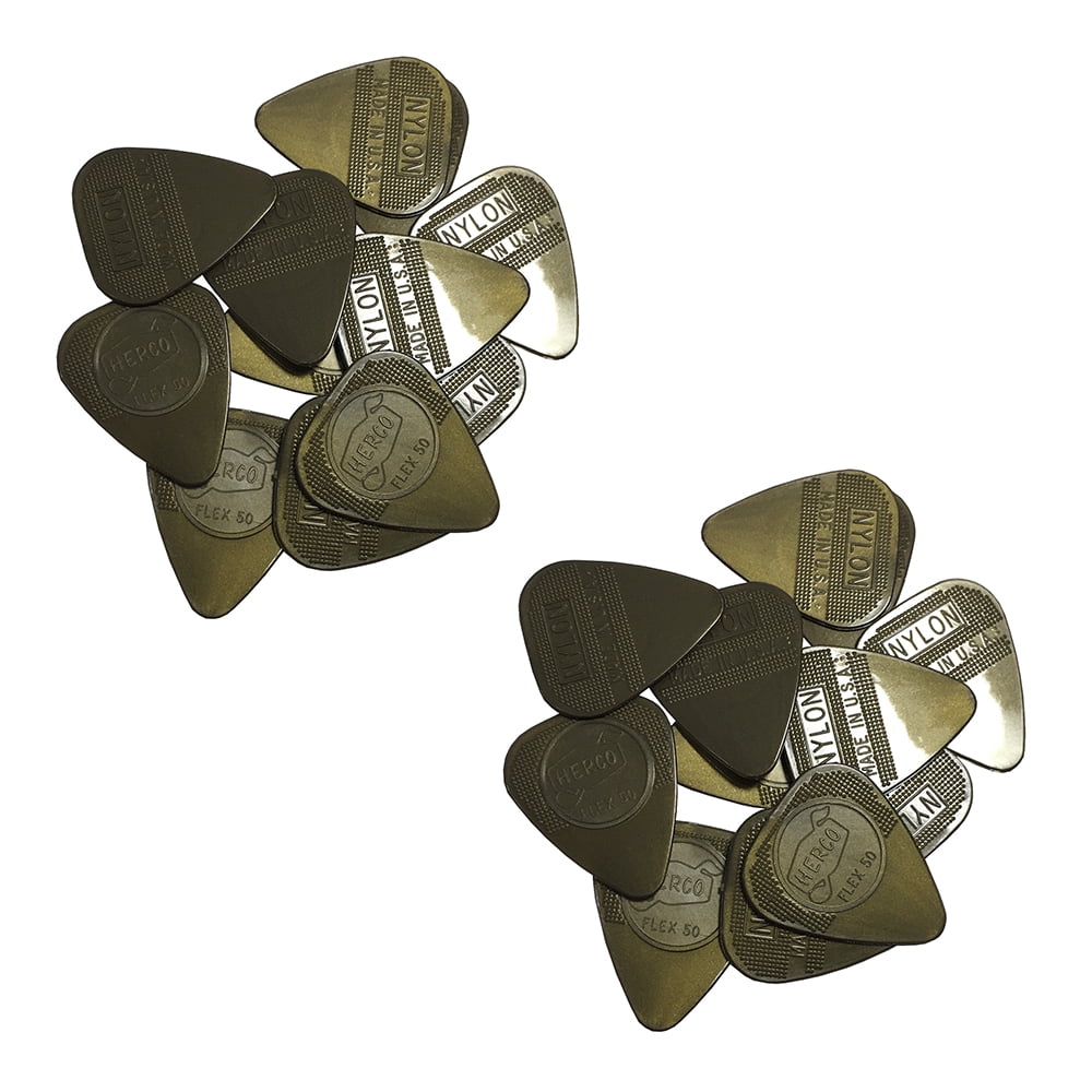 Herco Guitar Picks  24 Pack  Gold Flex 50  Light