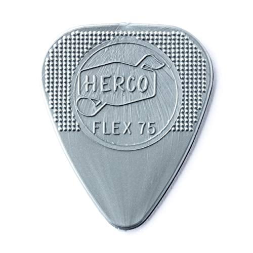 Herco HE211 Flex 75 Nylon Flat Picks, Silver, Heavy, 100/Bag
