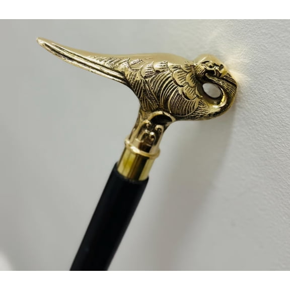 Hercule Poirot Swan Style Brass Antique Style Handle Walking Cane for Old Age