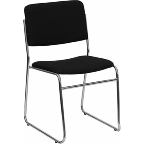 Hercules 1500 lb. Capacity Black Fabric High Density Stacking Chair with Chrome Sled Base