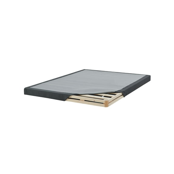 Hercules 4-inch Low Profile Foundation, Platform Bed Frame, Easy Assembly Mattress Foundation, Wood Box-Spring Replacement, Grey Poly Cover, Queen