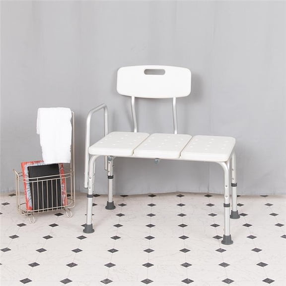 Hercules Adjustable Bath Transfer Bench - White - 20.5 in. - Supports 300 lbs