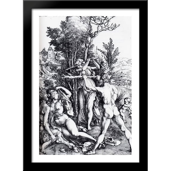 Hercules At The Crossroads 28x40 Large Black Wood Framed Print Art by Albrecht Durer
