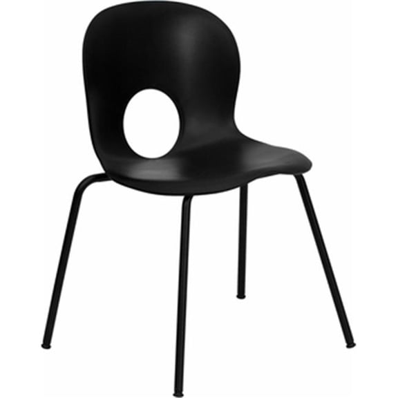 Hercules Black Plastic Stack Chair - Black - 1 Chair - 400 lb Capacity