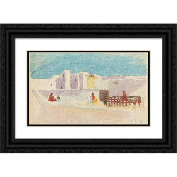Hercules Brabazon Brabazon 24x16 Black Ornate Framed Double Matted Museum Art Print Titled: Walls of a North African City