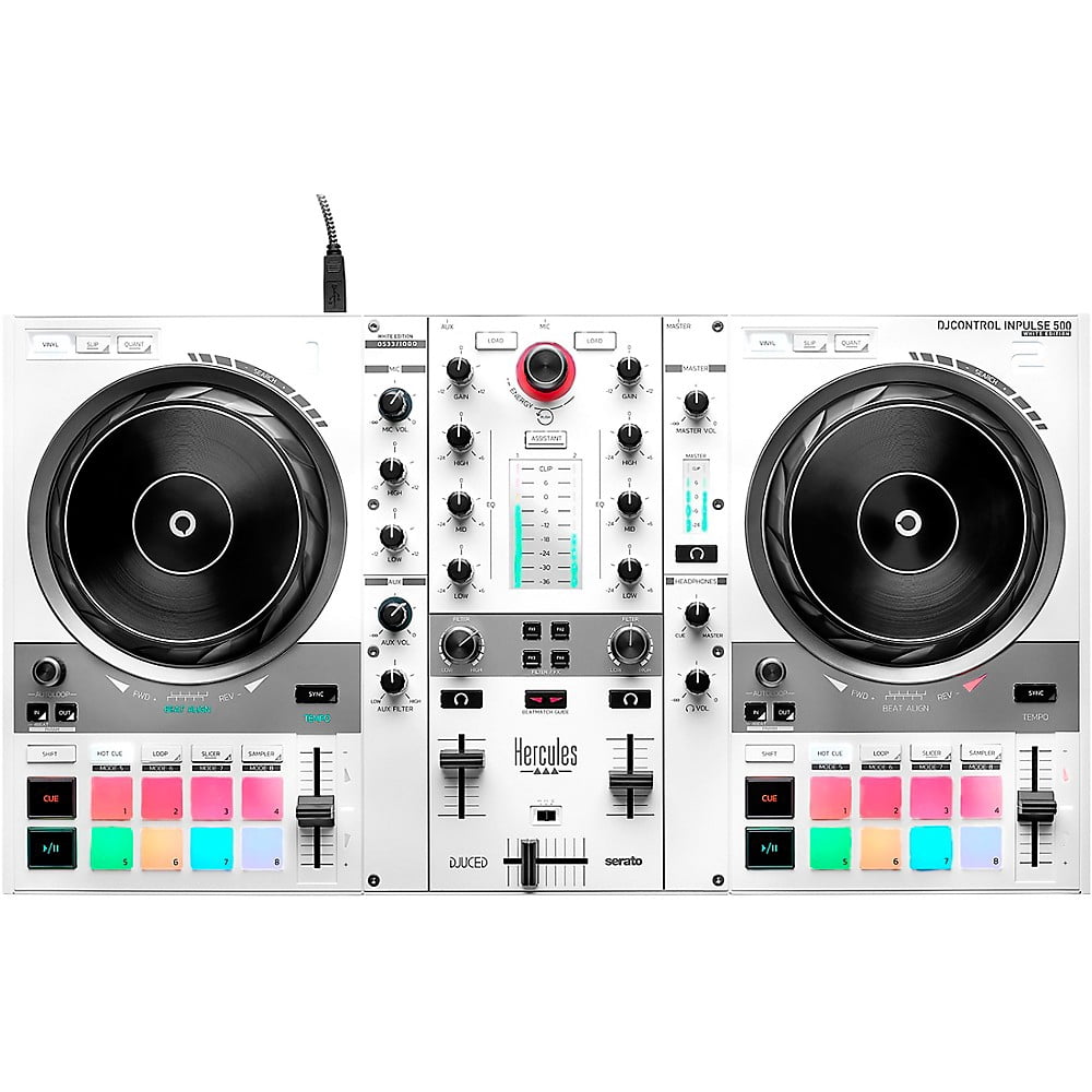 Hercules DJ DJControl Inpulse 500 White Edition with Case and Serato DJ Pro
