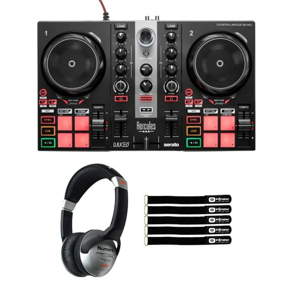 Hercules DJCONTROL INPULSE 200 MK2 2-Channel DJ Controller with Professional Over-Ear DJ Headphones Package