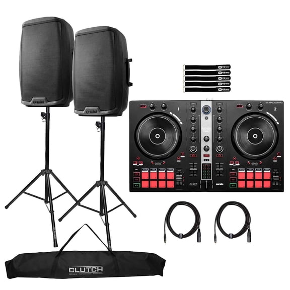 Hercules DJControl Inpulse 300 MK2 DJ Controller with (2) Gemini AS-2115BT Speakers Package