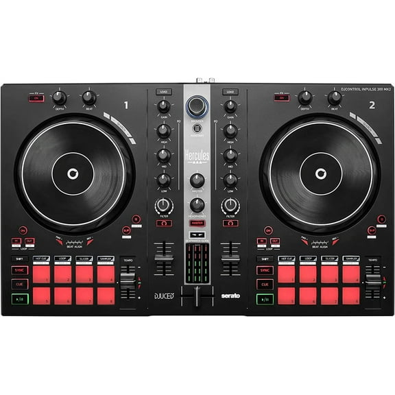 Hercules DJControl Inpulse 300 MK2 ? USB DJ controller ? 2 decks with 16 pads and built-in sound card ? DJ software and tutorials included