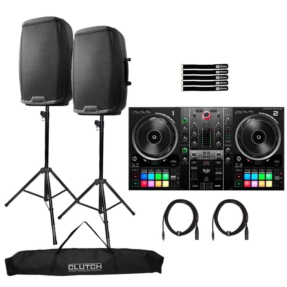 Hercules DJControl Inpulse 500 DJ Controller with (2) Gemini AS-2115BT Speakers Package