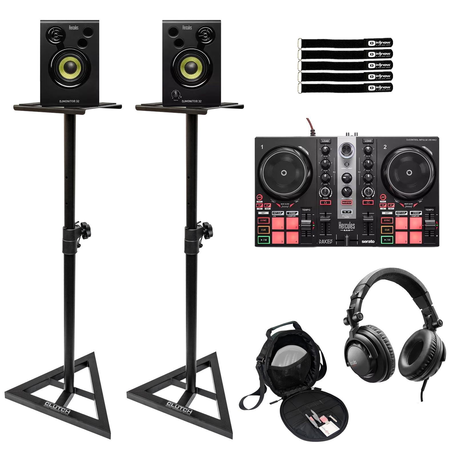Hercules DJLearning Kit MK2 with DJ Controller, Monitor & Headphones with Stands Package