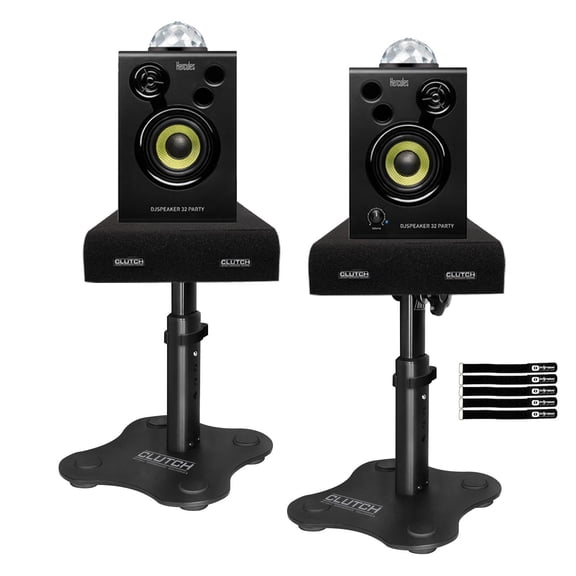 Hercules DJMonitor 32 Party 3" DJ Monitor Pair w/Party Lights with Desktop Stands Package
