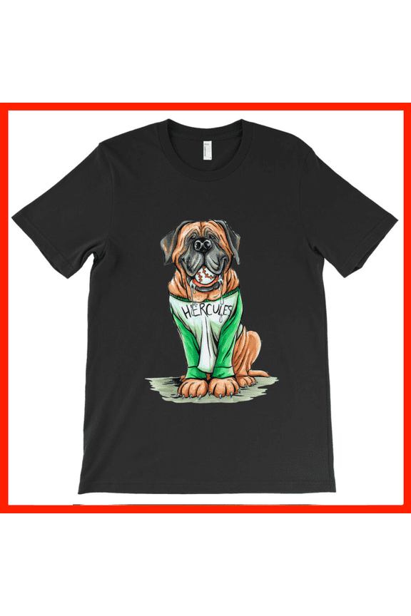 Hercules Dog Wearing Hoodie Holding Baseball Funny Mastiff T-Shirt AH622, Premium for Unisex - Extended Sizes Up to 5XL