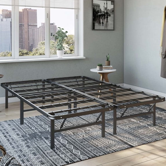 Open Box Hercules Folding Metal Bed Frame, 14 Inch Mattress Foundation, Queen