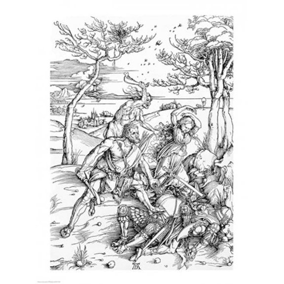 Hercules Killing The Molionides Poster Print by Albrecht Durer - 24 x 36 in. - Large
