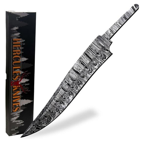Hercules Knives Custom Hand Forged Damascus Steel Blank Blade Hunting Knife Damascus Blade Billet Handmade Knife Making Supply