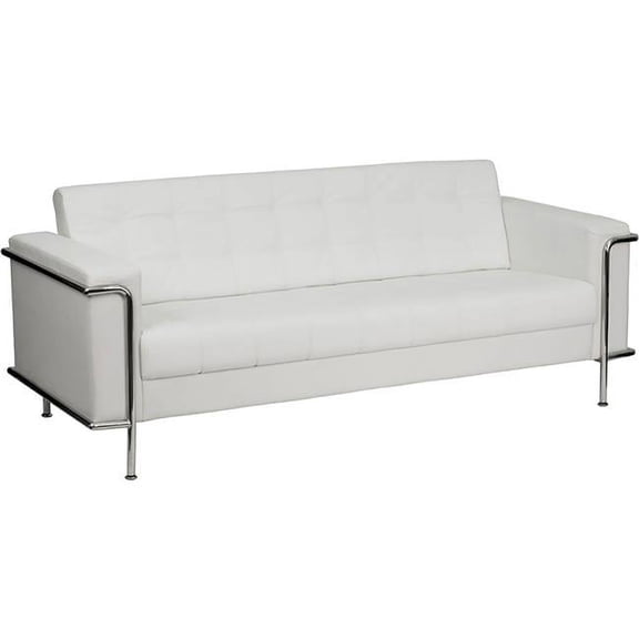 Hercules Lesley Series Contemporary Melrose White Leather Sofa with Encasing Frame
