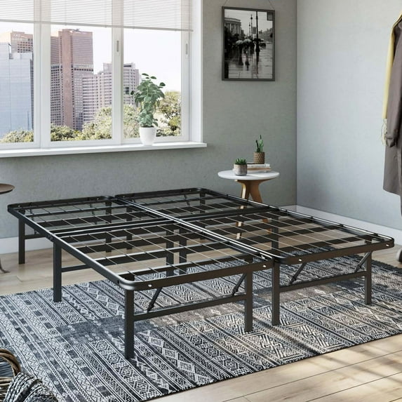 Hercules Metal Bed Frame 14-Inch Platform Bed Frame, Easy Assembly Mattress Foundation, Bed Frame No Box Spring Needed, Heavy Duty Foldable Bedframe, Noise Free - Twin, Black