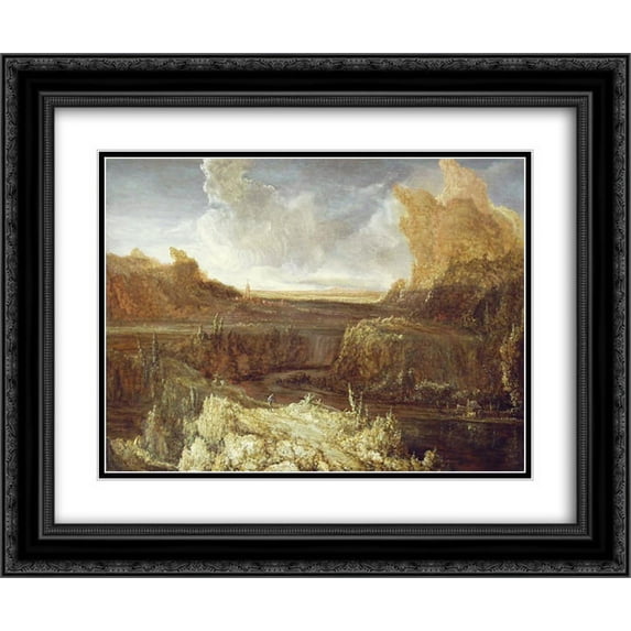 Hercules Seghers 2x Matted 24x20 Black Ornate Framed Art Print 'Mountainous landscape'