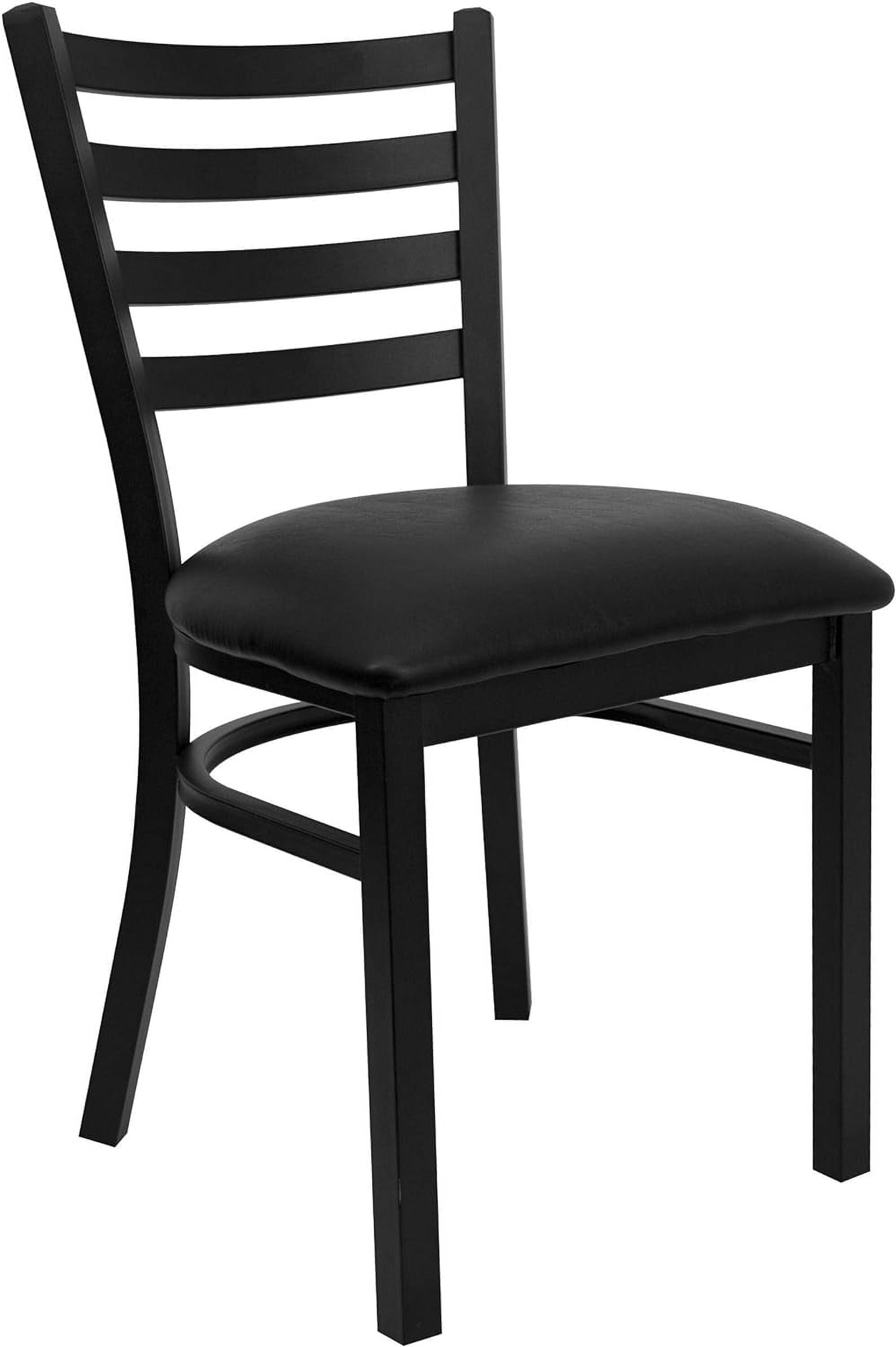 Elegant Ladderback 32'' Dining Chair with Black Vinyl Seat