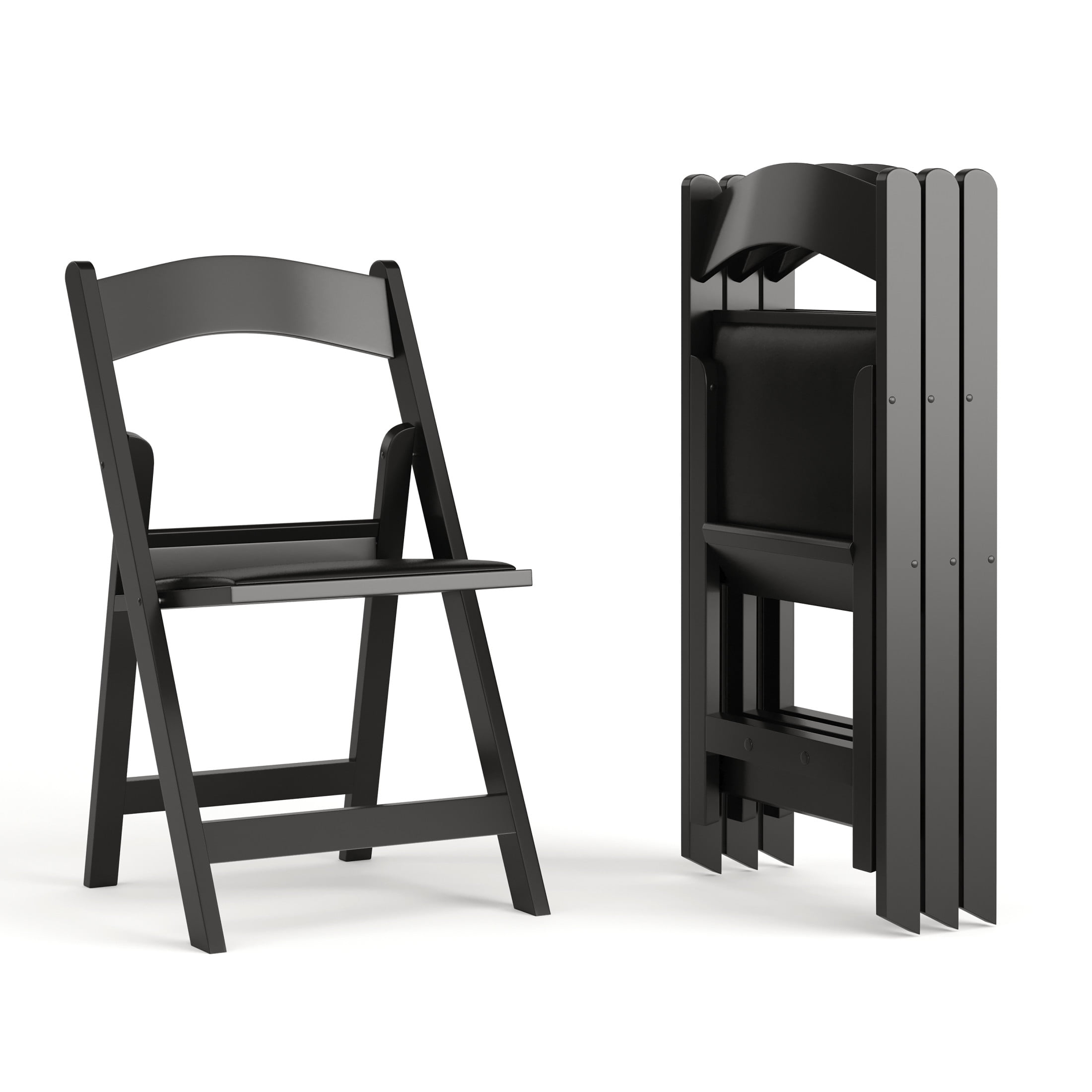 Elegant Black Resin 35.5" Folding Chair Set with Vinyl Padded Seats