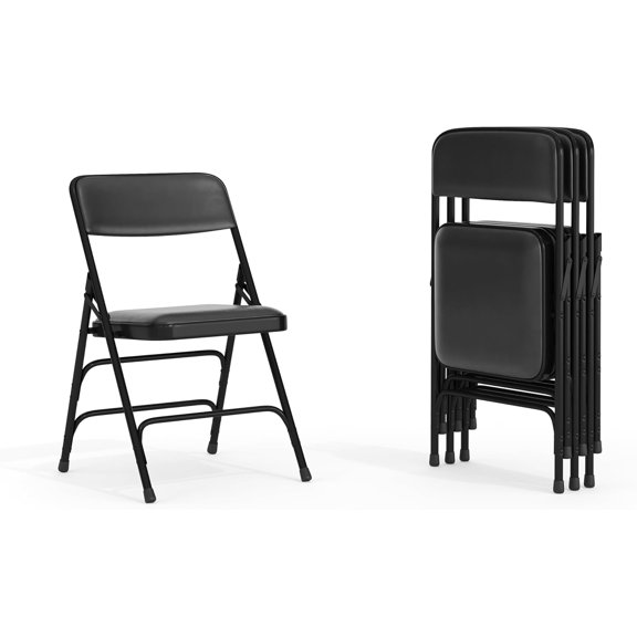 Hercules Series Metal Folding Chairs for Parties and Weddings, Commercial Event Chairs with Padded Seats, 300-lb. Static Weight Capacity, Set of 4, Black
