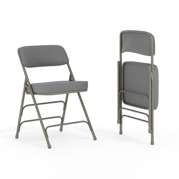 Flash Furniture Hercules Series Metal Folding Event Chairs with Cushioned Seats, Set of 2, Gray