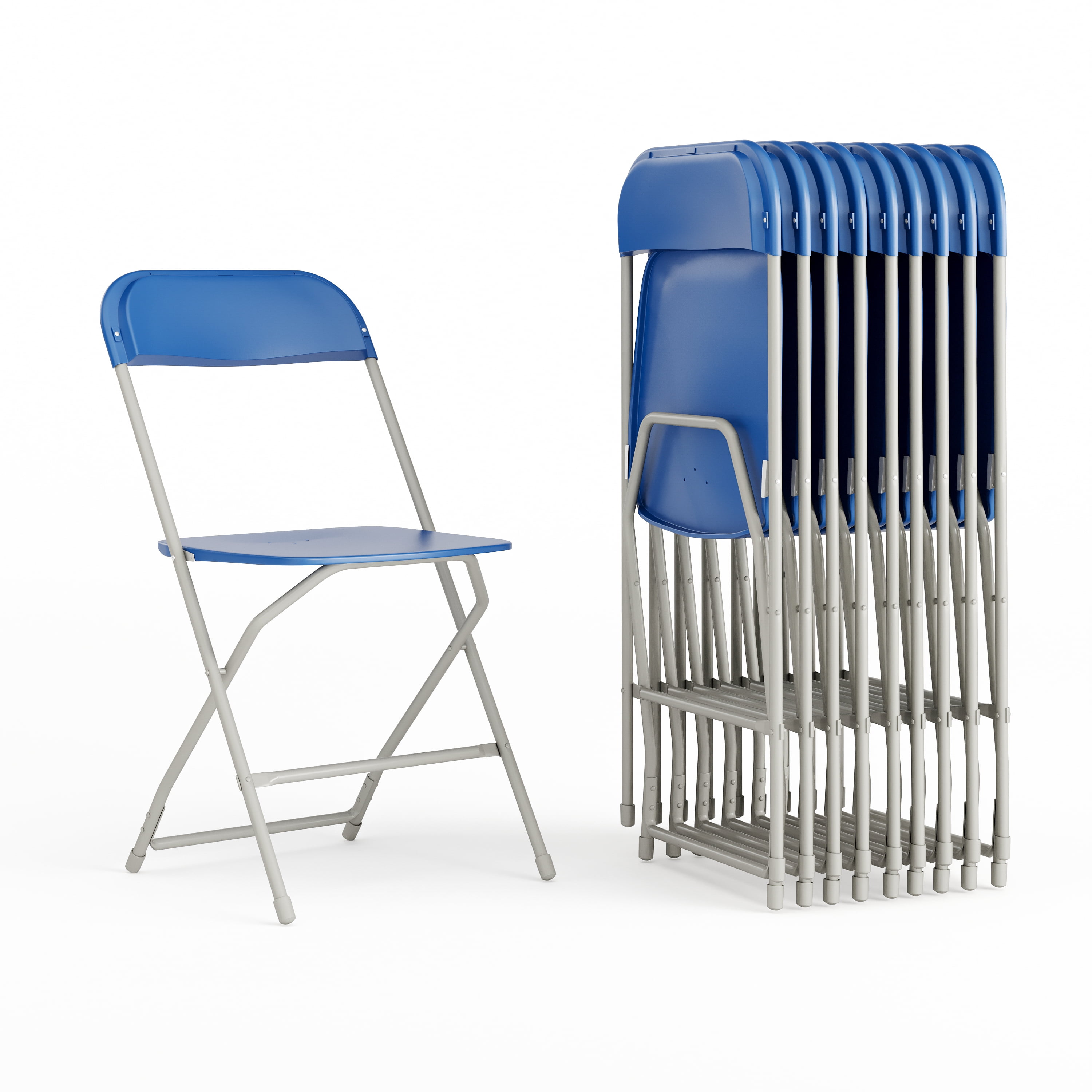 Flash Furniture 10 pk. Hercules Series 800 lb. Capacity Premium Blue Plastic Folding Chair