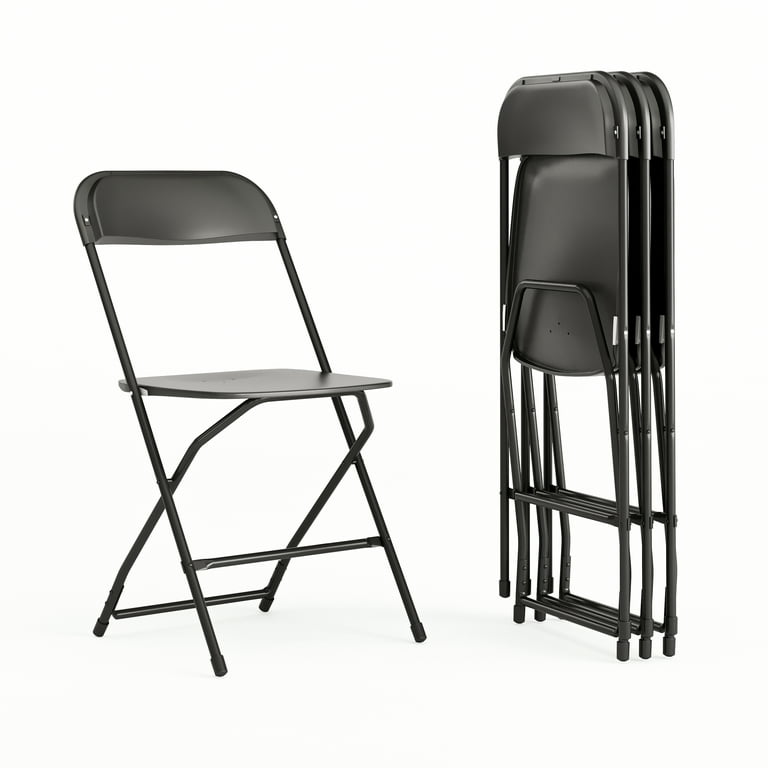 Hercules Series Plastic Folding Event Chairs for Adults Set of 4 Black