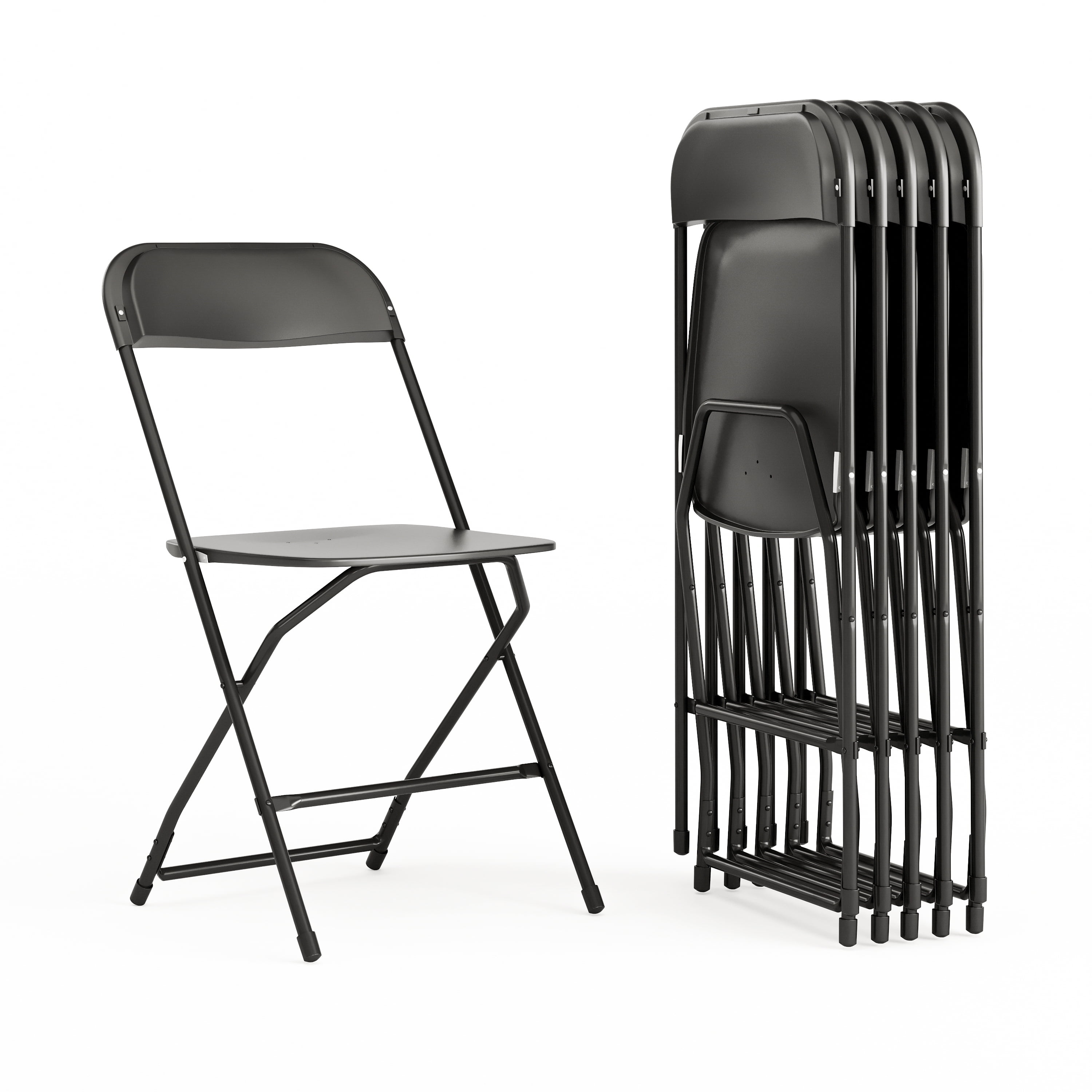 Hercules Series Plastic Folding Event Chairs for Adults, Set of 6, Black