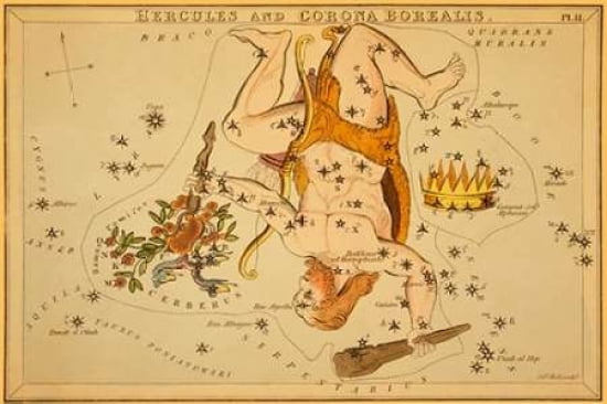 Hercules and Corona Borealis 1825 Canvas Art - Jehoshaphat Aspin (12 x 18)
