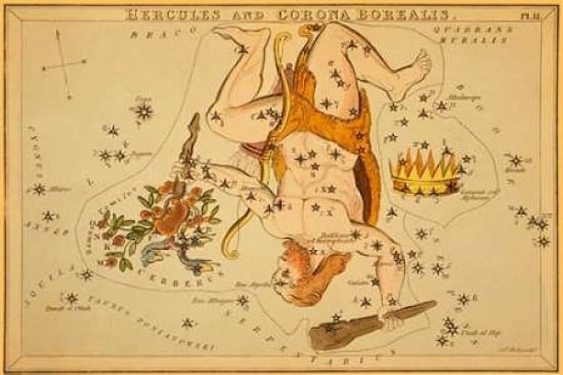 Hercules and Corona Borealis 1825 Canvas Art - Jehoshaphat Aspin (24 x 36)