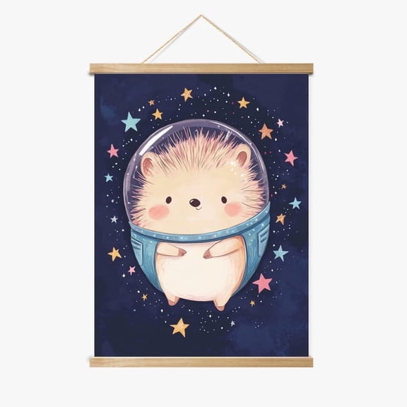 Hercules the Hedgehog Magnetic Wood Frame Hanger by Dancing Littles Jungle