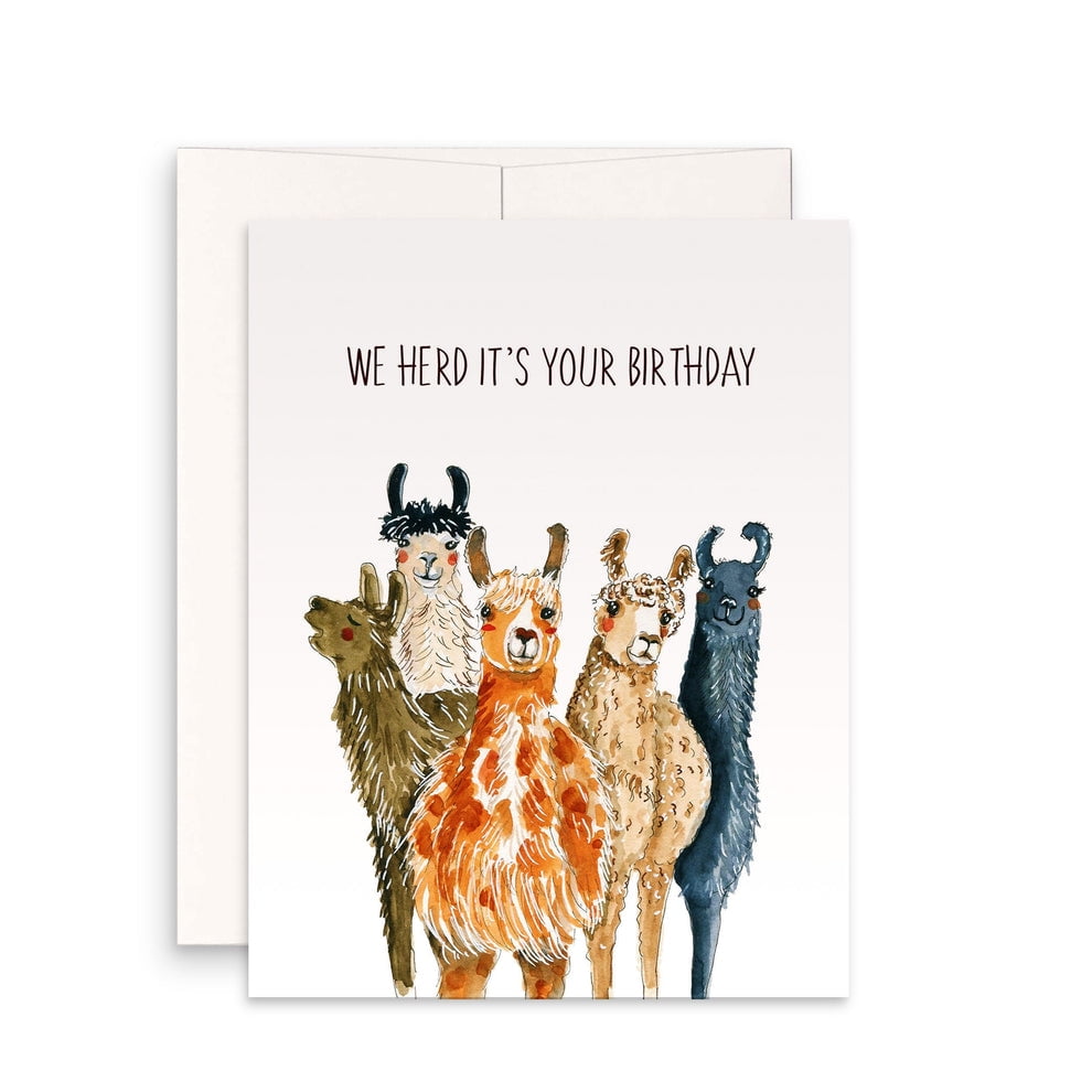 We Herd It's Your Birthday Llama Card Cute Animal Design for Birthdays Blank Inside, Envelope Included Fun & Unique Greeting Card for Friends and Family