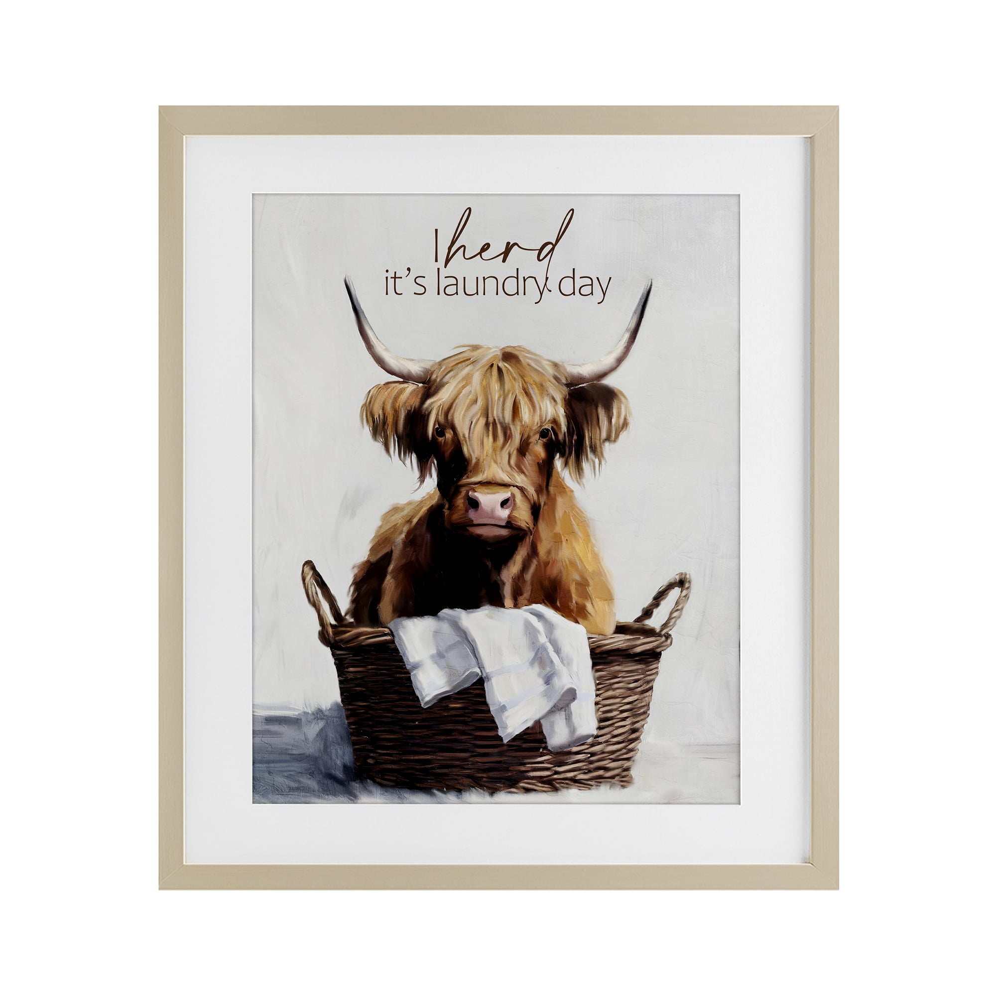 Herd It's Laundry Day Birch Framed Print Under Glass, design by Kim Allen
