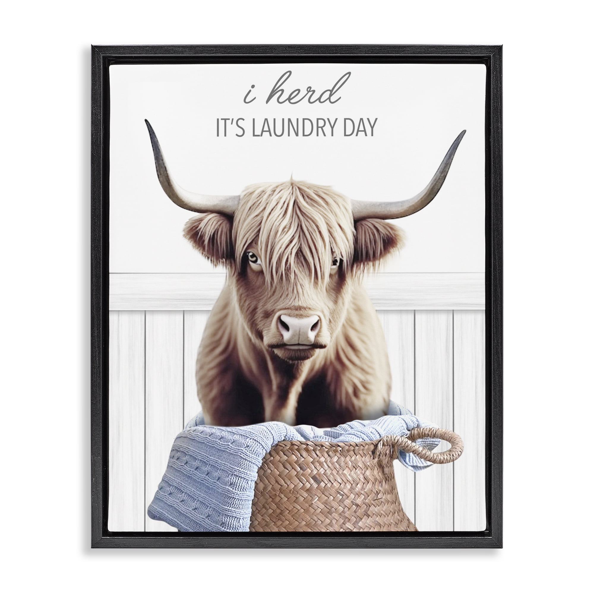 Herd It's Laundry Day Black Framed Floater Canvas Wall Art, design by Marcus Prime