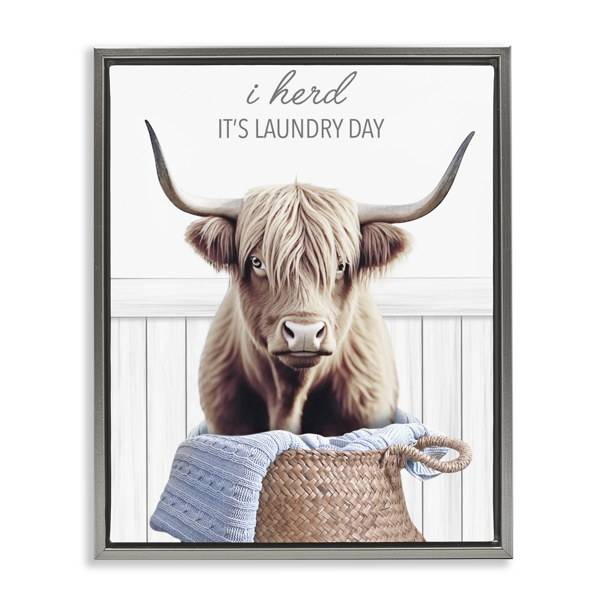 Herd It's Laundry Day Gray Framed Floater Canvas Wall Art, design by Marcus Prime