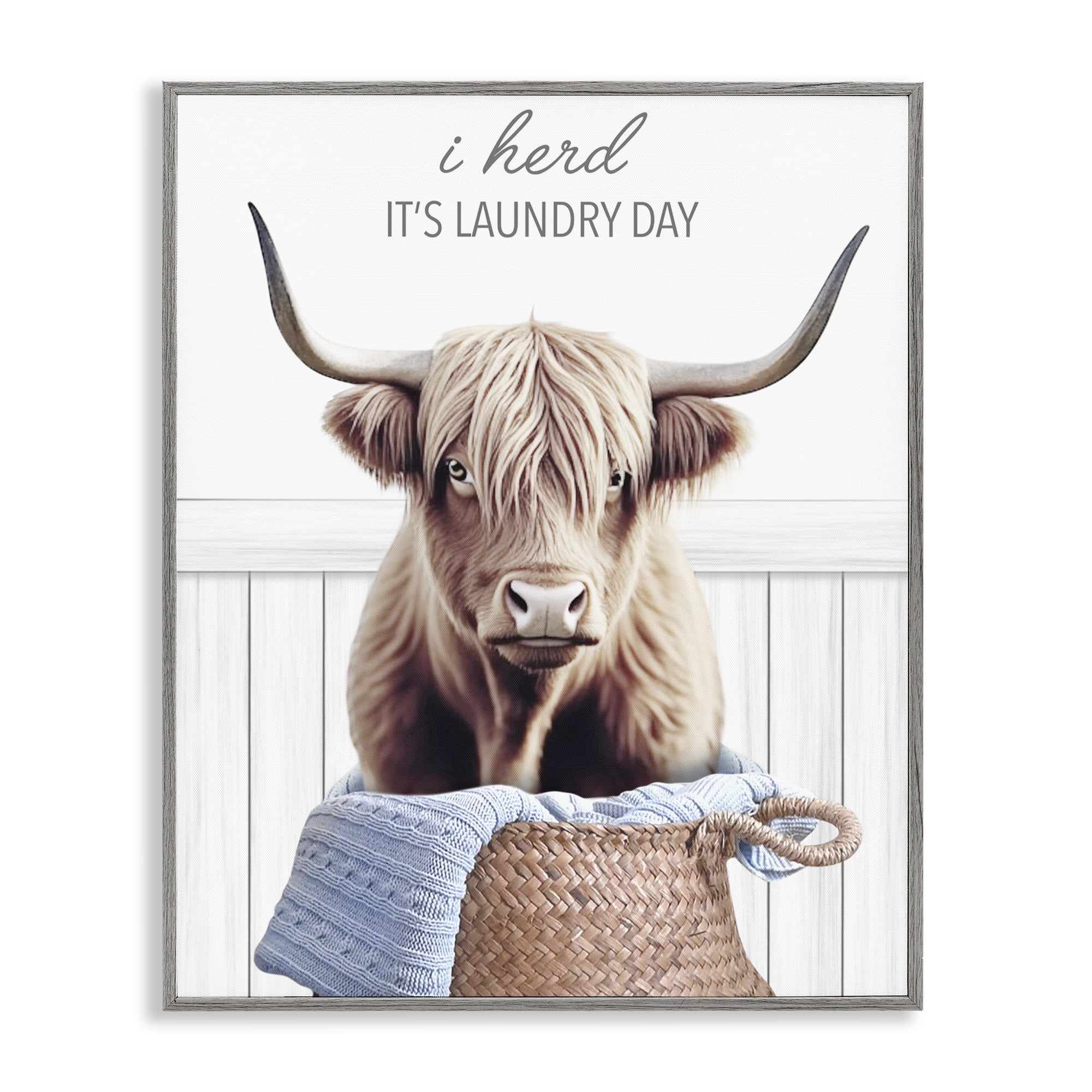Herd It's Laundry Day Gray Framed Giclee Art, design by Marcus Prime