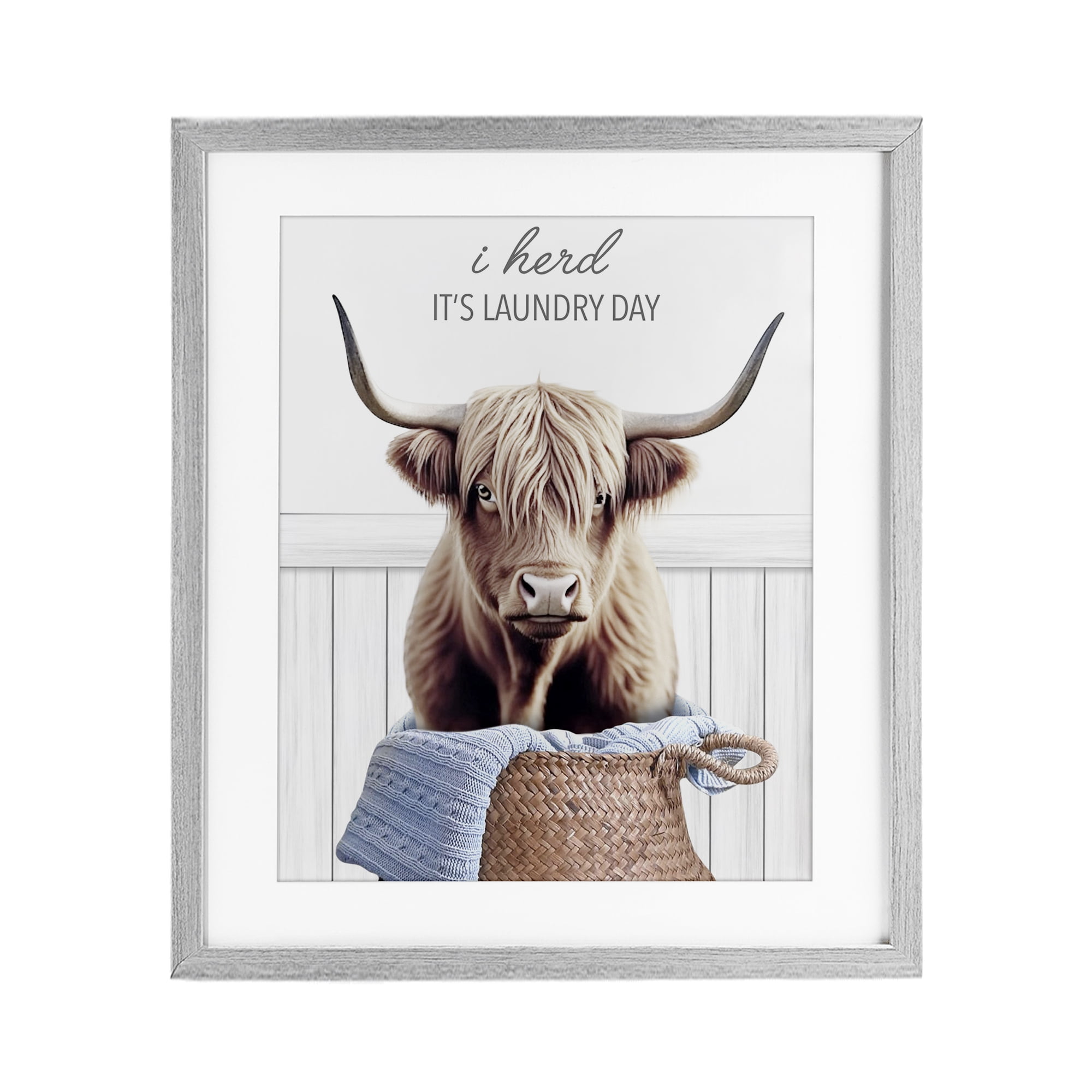 Herd It's Laundry Day Gray Framed Print Under Glass, design by Marcus Prime